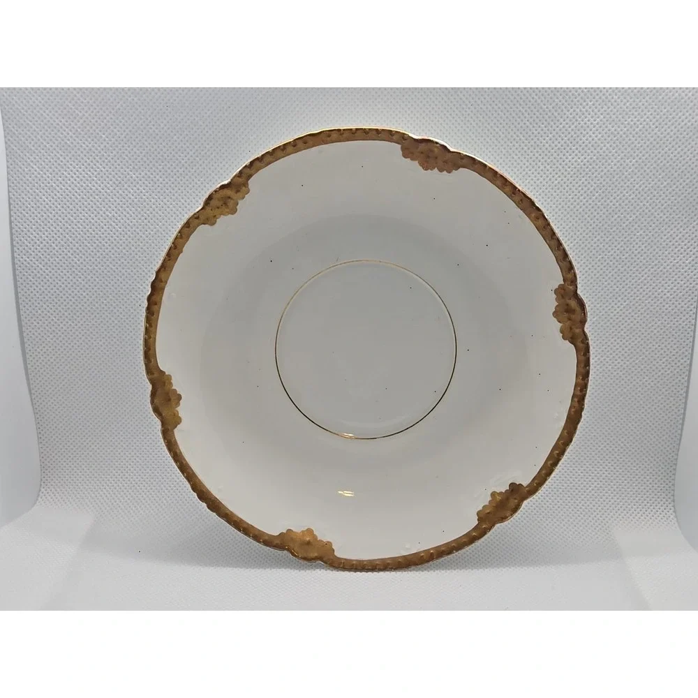 Limoges France T&V White with Gold Trim 5 Saucer Tea Cup‎ Plates Desert